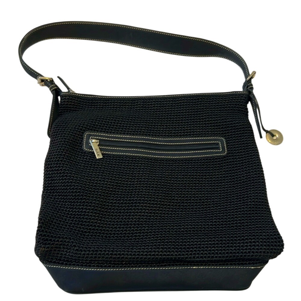 The Sak Black Crochet Purse Shoulder Bag with Wallet Y2K Zip Closure Neutral